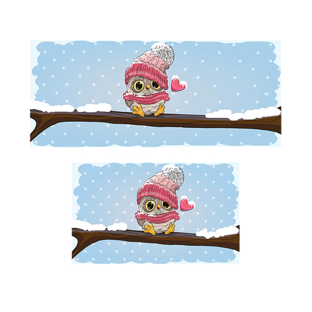 پادری کودک مدل جغد زمستانی روی شاخه