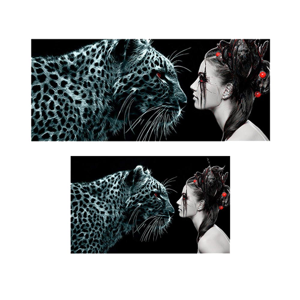 پادری نوجوان مدل دختری خیره در چشمان پلنگ