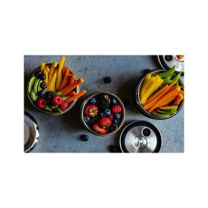 پادری آشپزخانه مدل ظرف میوه تمشک و هویج توت فرنگی