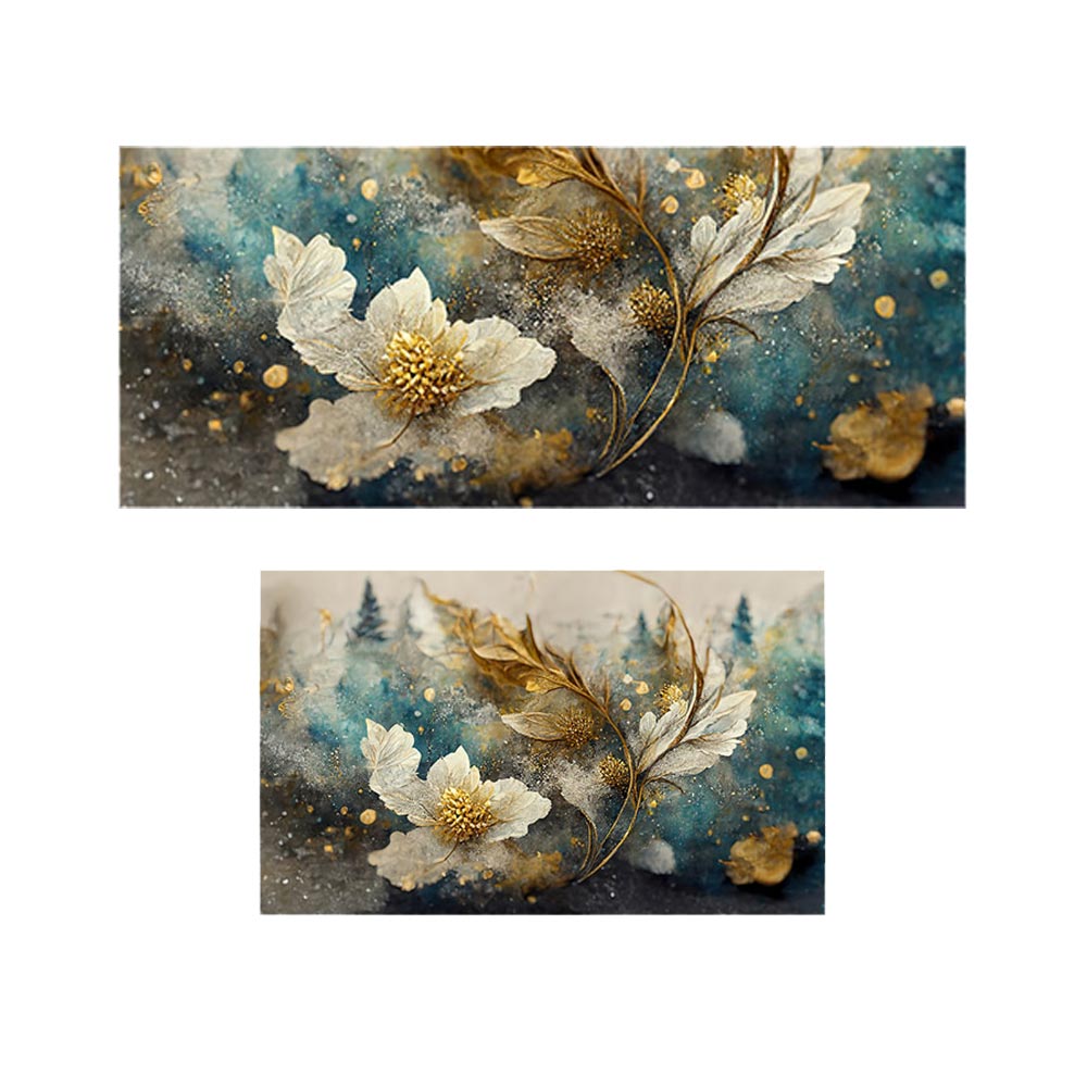 پادری طرح گل مدل یک گل سفید با گردهای طلایی MF0120