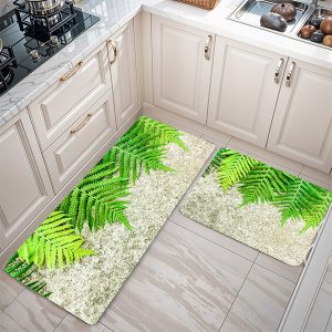 پادری طرح گل مدل یک برگ سبز روی سنگ MF0149