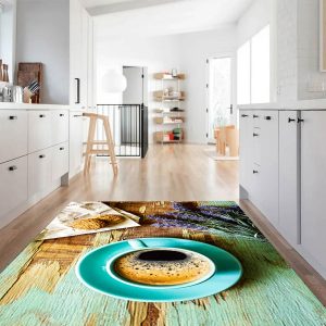 فرشینه آشپزخانه طرح فنجان فیروزه ای کد CR0100