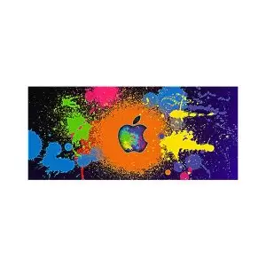 موس پد طرح فضا مدل آرم اپل روی بوم رنگی