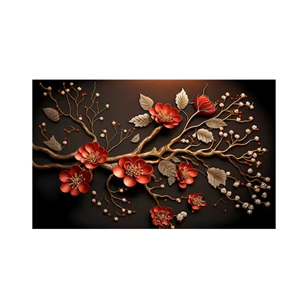 پادری طرح گل مدل گرافیکی شاخه گل طلایی