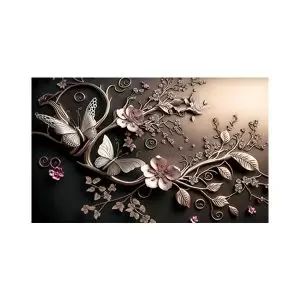 پادری طرح گل مدل گرافیکی شاخه گل و پروانه