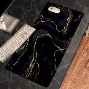 موس پد مدل طرح رگه های طلایی سنگ مرمر مشکیM13053