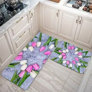 پادری طرح گل مدل حلقه لاله های صورتی و سفید MF0068