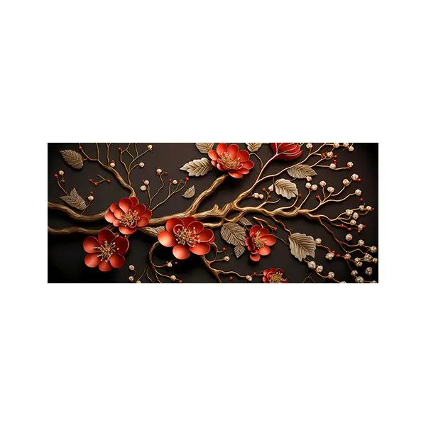 پادری طرح گل مدل گرافیکی شاخه گل طلایی MF0112