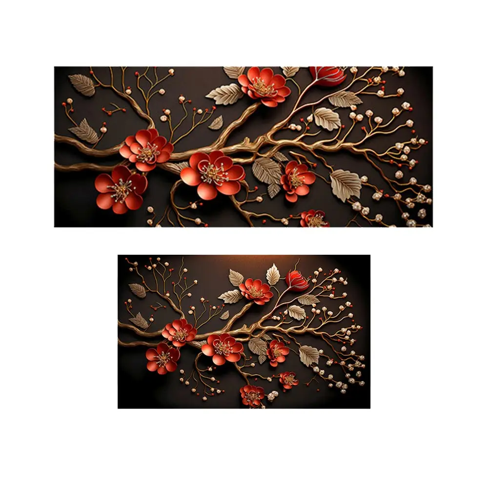 پادری طرح گل مدل گرافیکی شاخه گل طلایی MF0112