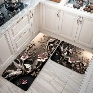 پادری طرح گل مدل گرافیکی شاخه گل و پروانه MF0117