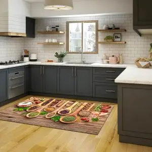 فرشینه آشپزخانه طرح قاشق های چوبی ادویه کد CR0317